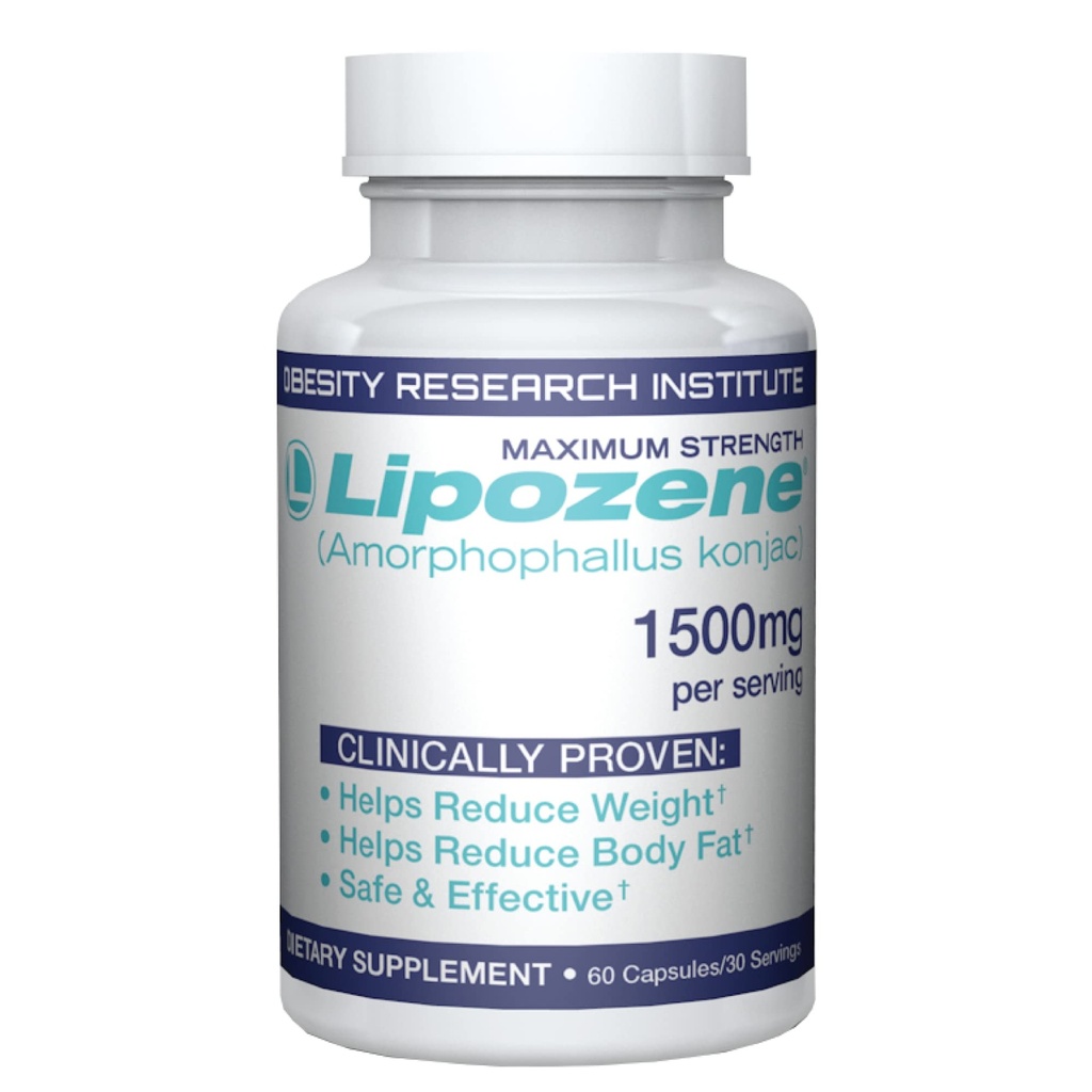 Lipozene Dieetpillen - Gewichtsverlies Supplement - Eetbare Suppressant- 1 Fles van 60 Capsules voor 30 porties- Geen Cafeïne