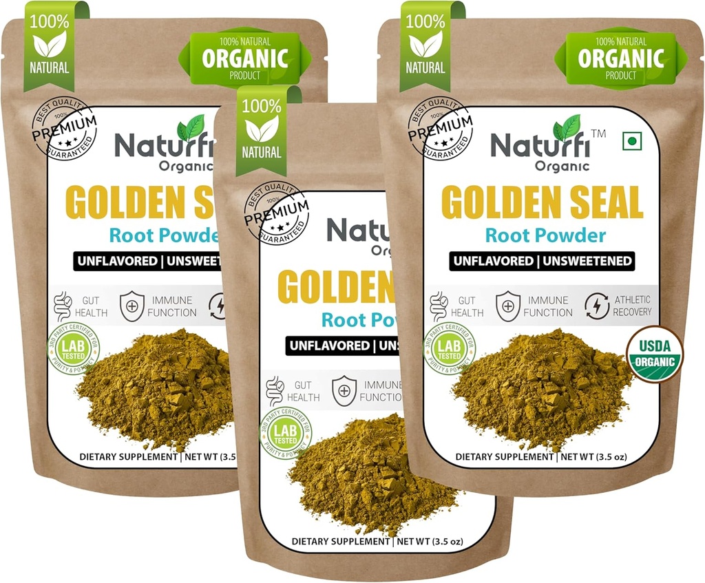 Naturefi Organic Goldenseal Root Powder - 10.5 oz, 300 Servings *USDA Organic Lab Tested * Pure Natural Goldenseal Root Powder Supplement