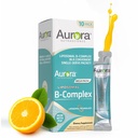 Aurora Nutrascience Mega-Liposomal B-Complex + Vitamin C - Healthy Energy & Immune System Support Supplement for Adults, Sugar Free, Vegan, Gluten Free, Non-GMO - 10 Single Serve Packets, Orange