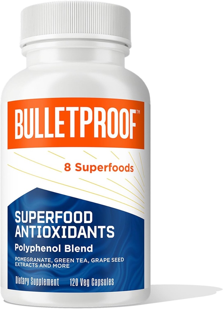 Bulletproof Superfood Antioxidanten Capsules, 120 Capsules, Supplement om te vechten Free-Radicals en ondersteuning gezonde veroudering, Polyfenol Blend, Verpakking mei Vary
