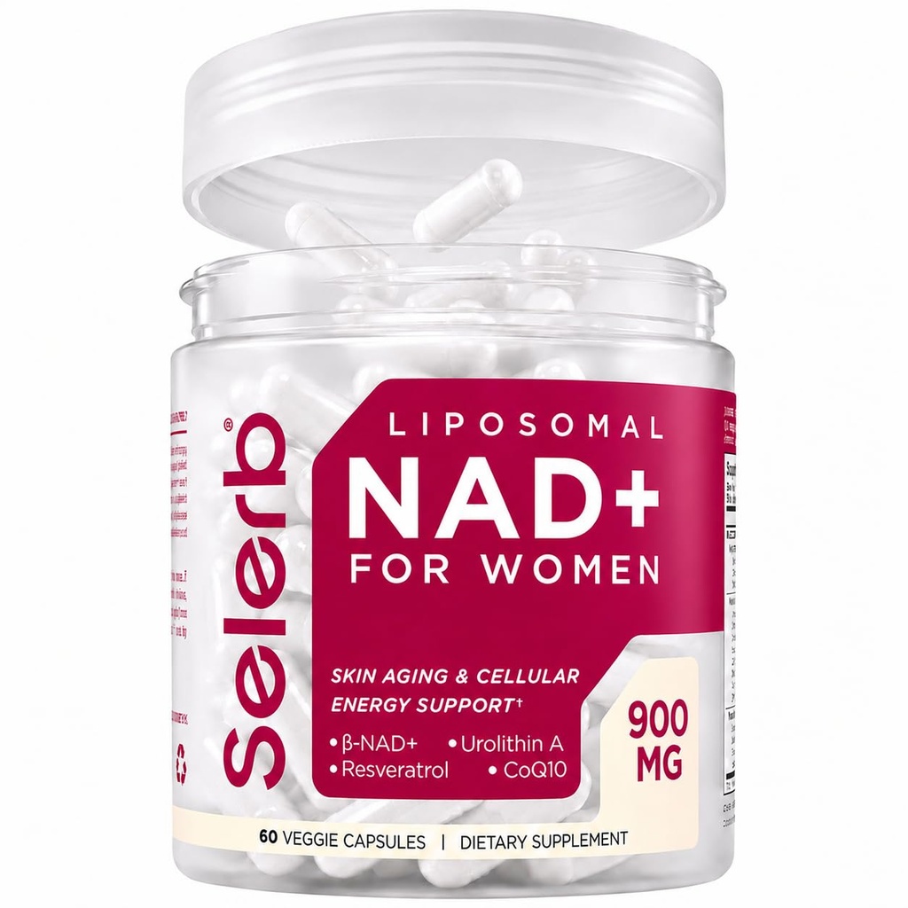 NAD+ Supplement voor vrouwen - NMN Alternatief met β-NAD+, Trans-Resveratrol, CoQ10, D-Ribose - Bevordert celvernieuwing, energie, en Radiant huidgezondheid - 60 capsules Geavanceerd