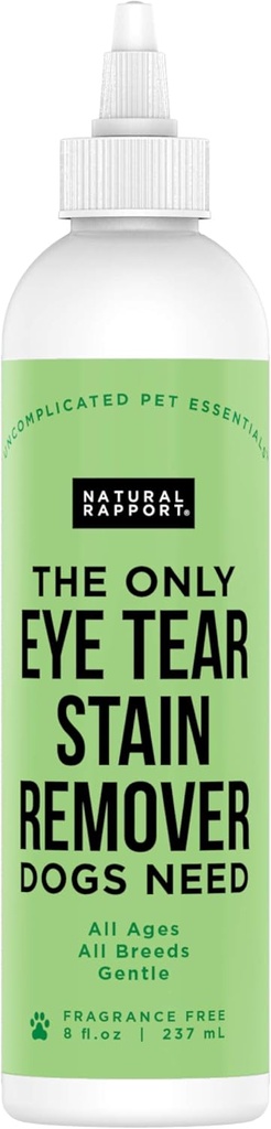 Rapport naturel Chien & animal Tear Stain Remover - Le seul oeil Tear Stain Remover Chien Need - Chien et chat Tears Stain Removing Traitement (8 fl oz.)