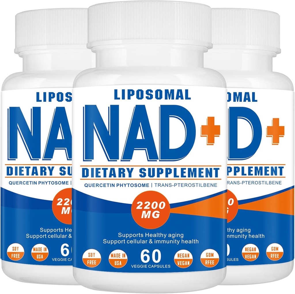 2200 mg liposomaal NAD+ Supplement,NAD Supplement voor Cellular Energy, Veroudering Defese,180 Capsules