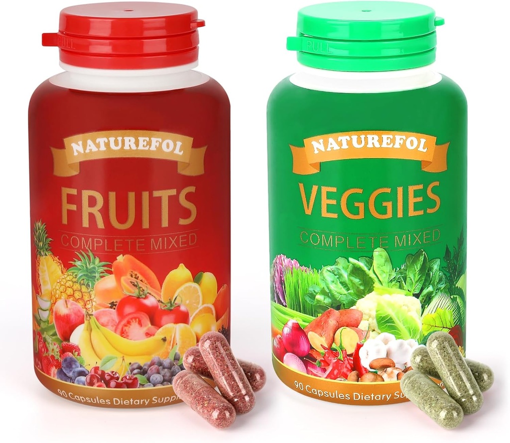 Fruit en groenten - Complete Voeding Supplement met Powerhouse Fruit en groenten voor volwassenen en kinderen - 90 Fruit Capsules, 90 Plantaardige Capsules