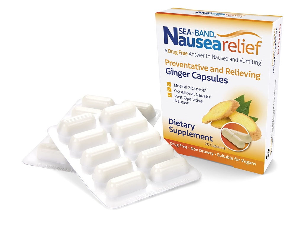 Sea-Band Anti-Mausea Gember Capsules for Motion Disease and Misselijkheid Relief