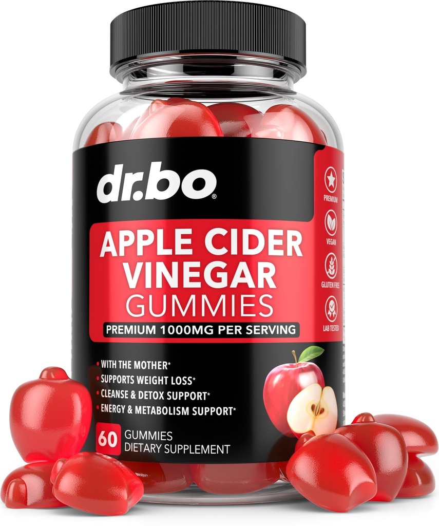 ACV Apple Cider Vinegar Gummies - Natuurlijke ondersteuning voor geavanceerde gewichtsverlies, ontgifting, reiniging, spijsvertering Plus Gut Health - ACV Gummies Supplementen met 1000MG Apple Cider Vinegar Gummy met de moeder