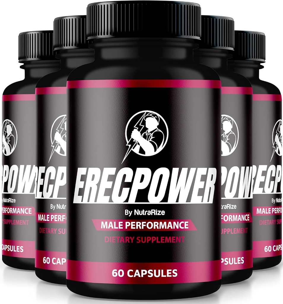 (5 Pack) ErecPower pour hommes, pilules ErecPower officielles, supplément naturel masculin à l'énergie de carburant et de soutenir la santé globale, Erec Power for Performance, examen (300 capsules)