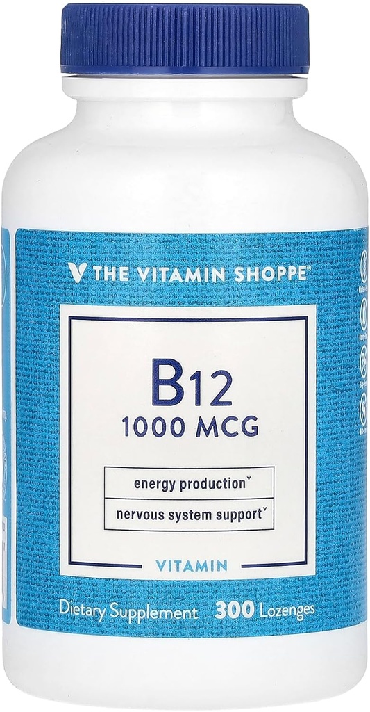 De vitamine Shoppe Vitamine B12 1000 mcg - Ondersteunt de energieproductie, eenmaal dagelijks dieetsupplement - Vitamine B-12 (als cyanocobalamine), Gluten & Dairy Free (300 Lozen)