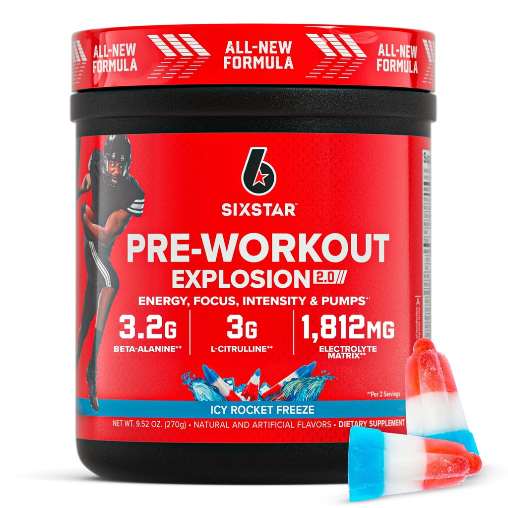 Six Star Pre-Workout Powder for Men & Women, ICY Rocket Freeze (30 Servings) - Preworkout Explosie 2.0 Energy Powder Drink Mix with Beta-Alanine & Cafeine - Sports Nutrition Supplement Products
