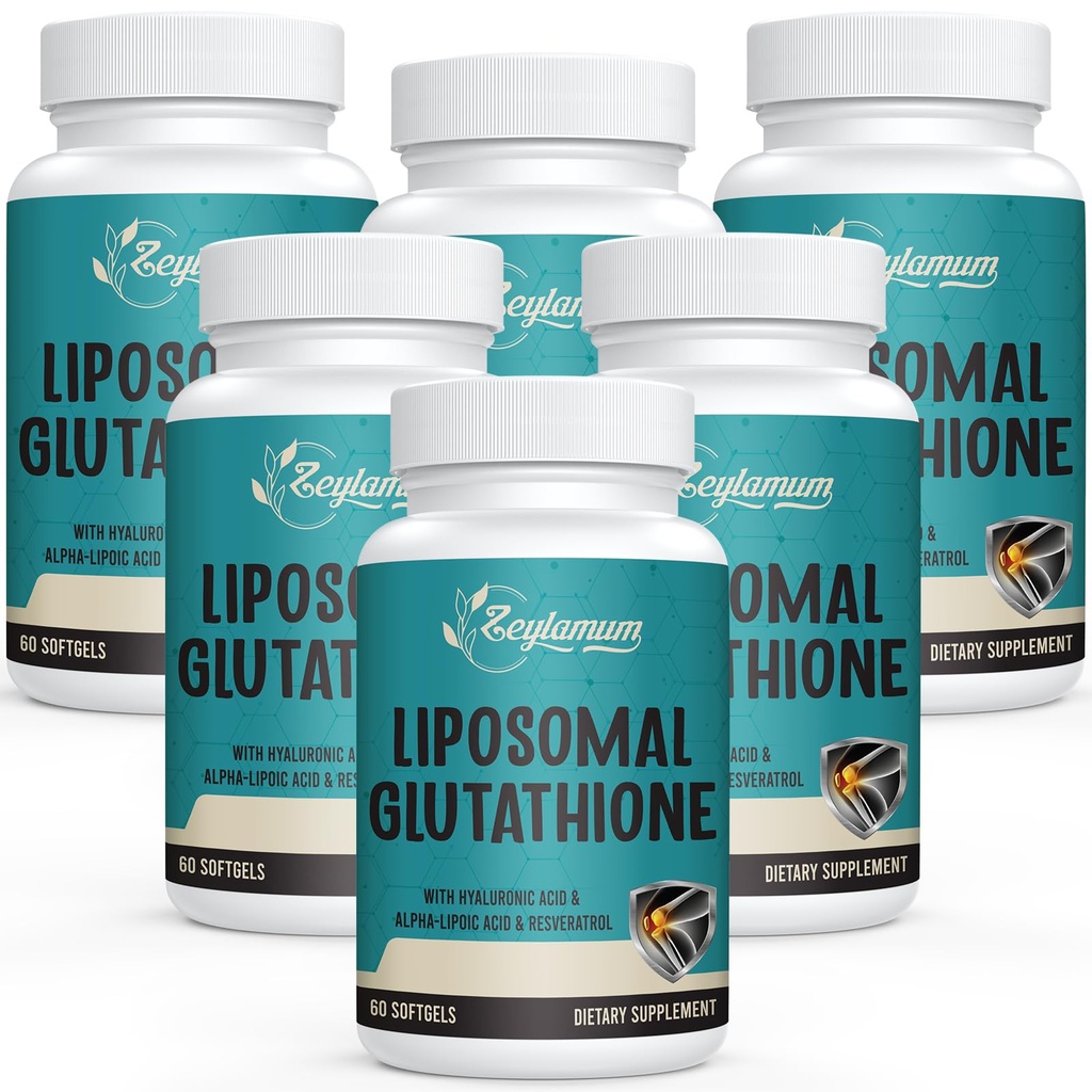 2400 MG Liposomale Glutathion Softgels, Max Absorptie, Active Form L-Glutathione Reduced (GSH), with Hyaluronic Acid, Resveratrol, Master Antioxidants for Detox, Brain, Immune System, 360 Softgels