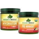 Bundle de Muscle Biologique - Poudre Pré-Travail pour l'Energie (Gava de Pousse de Pousse) + Réapprovisionneur pour l'Hydruration (Mélon) - Certifié bio USDA