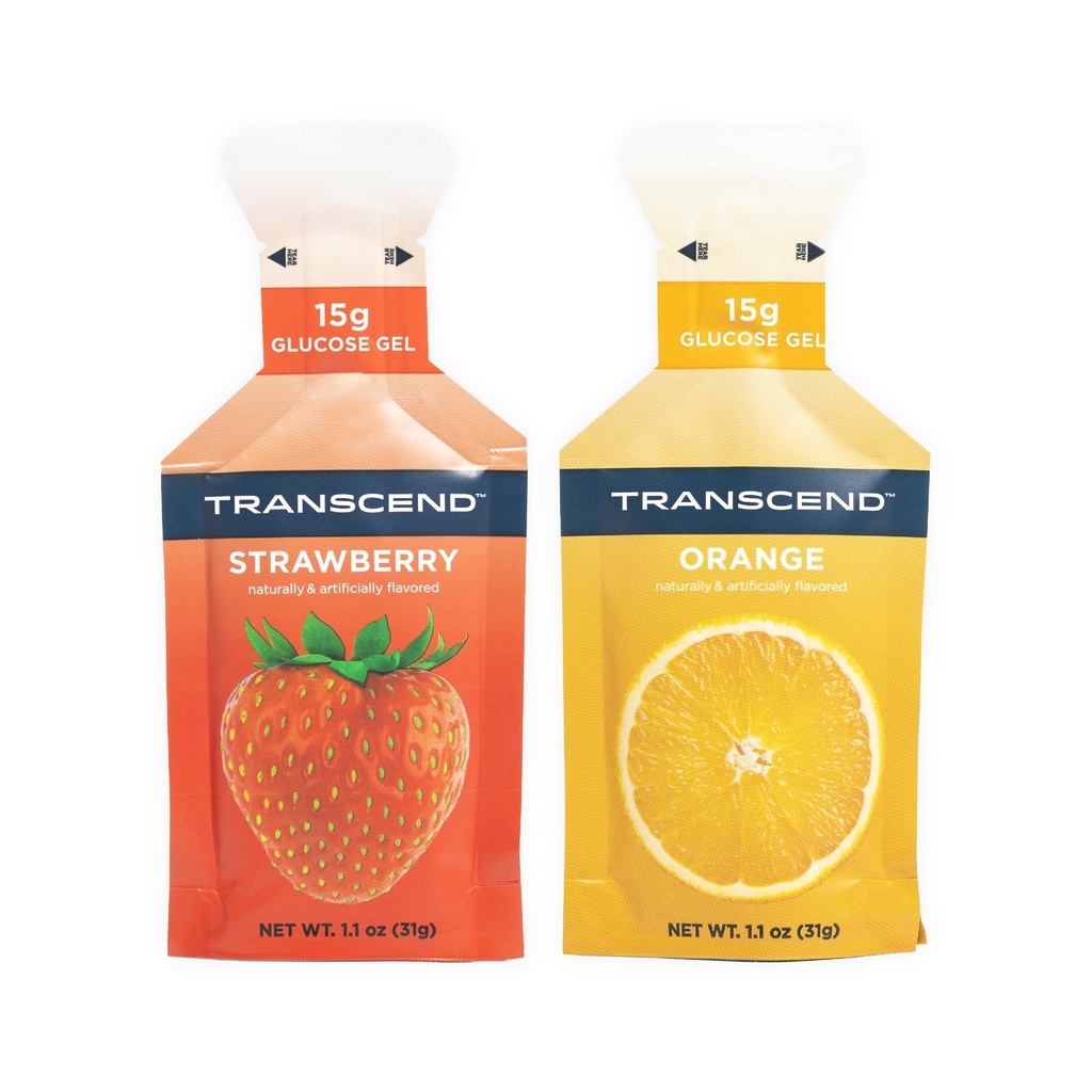 Transcend Foods Strawberry + Orange Gels (1.1 oz, Pack of 24) Fast-Acting Carb Gel Aardbei en Orange Flavor 