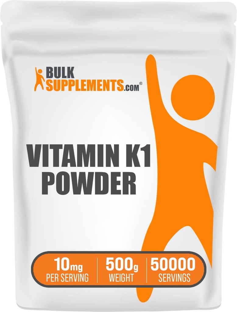 BulkSupplements.com Vitamine K1 Powder - Vitamine K1 Supplement voor Bone and Heart Health Support - Glutenvrij, 10mg per portie, 500g (1,1 lbs) (pakket van 1)