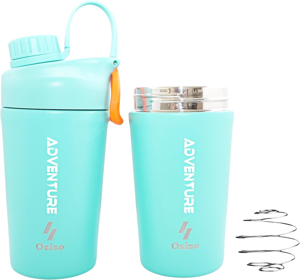 Ozizo Protein Mixing Cup for Protein Mixes, 20 Ounces Stainless Steel Protein Shaker Bottle, Insulated, Leak Proof, Odor Resistant, Small Cute Gym Mixer for Men, Women, Boys, Girls, Hot & Cold Drinks
