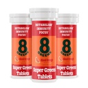8Greens Supergreens Tabletten Super Greens Poeder Superfood Tablet, Metabolisme Immuniteit & Focus, Dagelijkse Groenen Bruistabletten, Organisch: Aloë Vera, Spirulina, Chlorella, Bloed Oranje, 30 porties