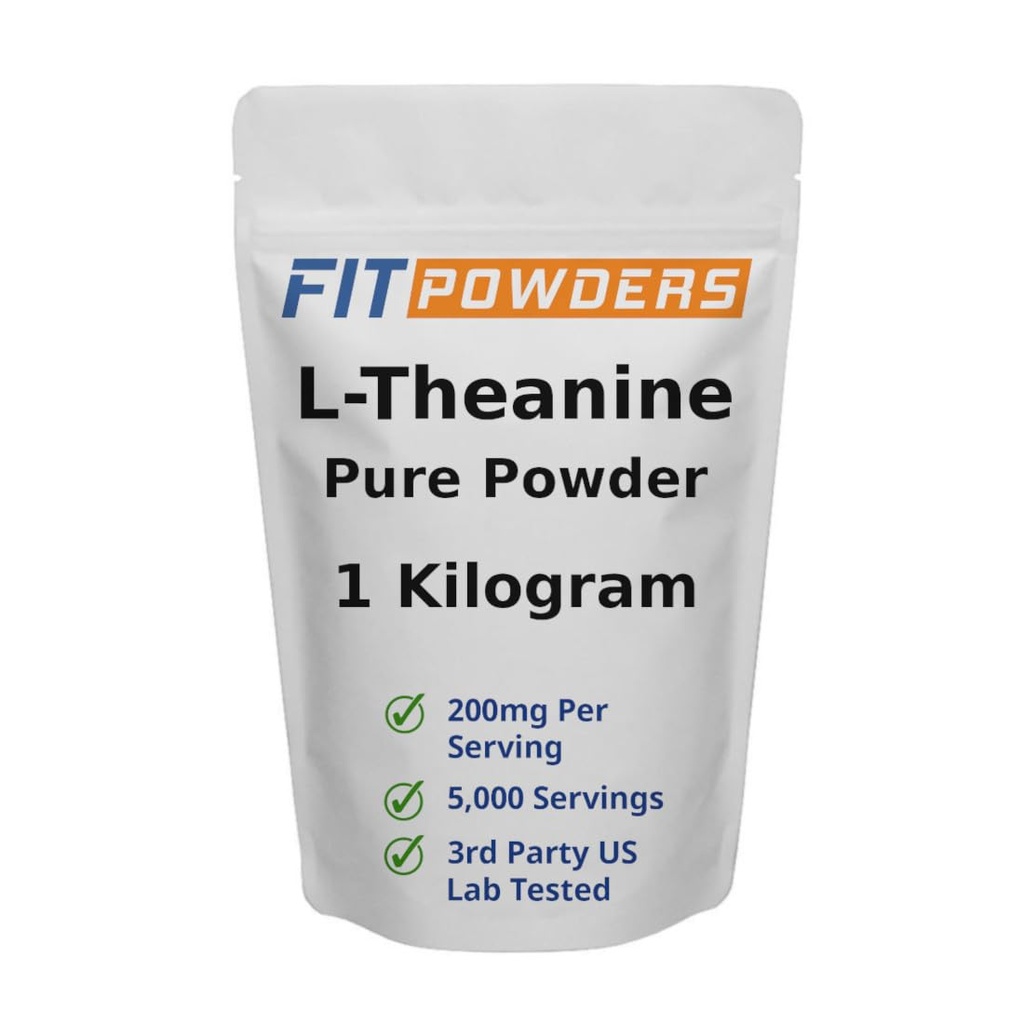 Poudre L-Theanine 100% pure, non-OGM, végétalien, sans gluten supplément de poudre de théanine (dimensions multiples) l'humeur et la cognition, le soulagement du stress et la relaxation, Scoop inclus (1 kilogramme)