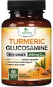 Kurkuma Curcumine Supplement 2000mg - 95% Curcuminoïden met Glucosamine, Gember & MSM, BioPerine Black Pepper voor Beste Absorptie, Nature's Vegan Joint Support, Non-GMO, Gebotteld in USA - 60 Capsules