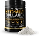 Keto Multi Collageen Peptides 16,2 oz - Bone Broth Protein Powder, met 5 Types Gehydrolyseerde Collageen, MCT Oil & Biotin voor de huid, gewrichten, haar & Nails, ongearomatiseerde collageen poeder