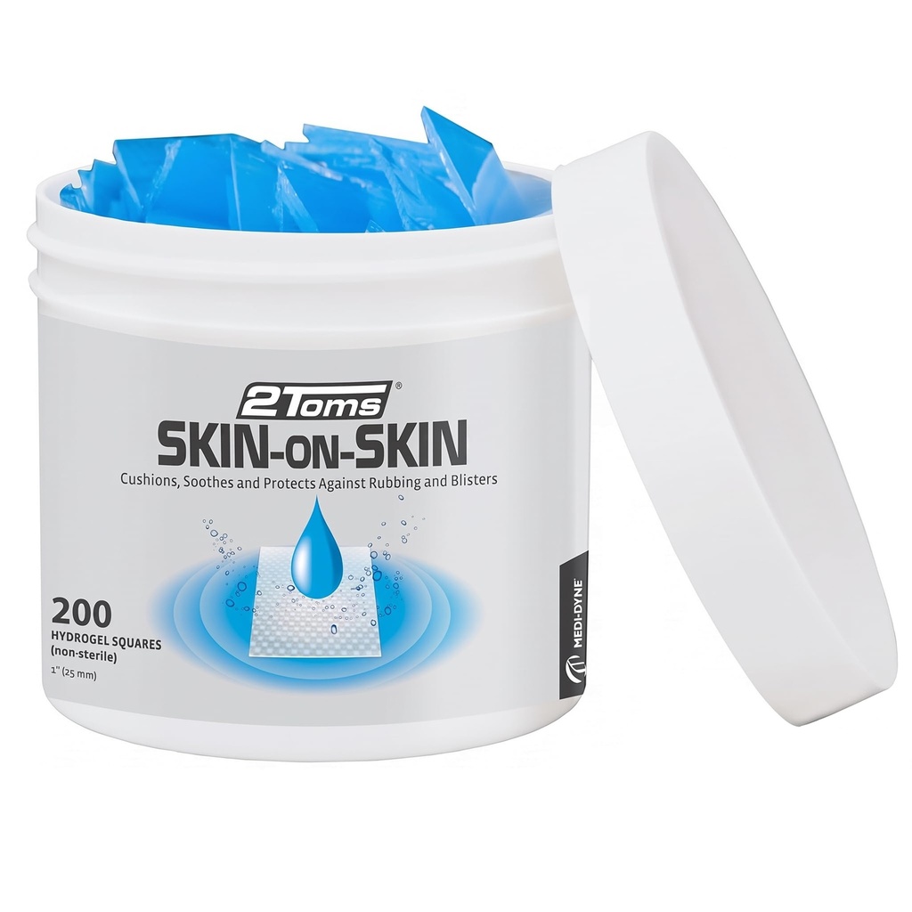 2Toms Skin-On-Skin Hydrogel Vierkanten voor Blisters, Chafing, Stings, Irritaties, en pijnverlichting, 200 1 Inch Squares