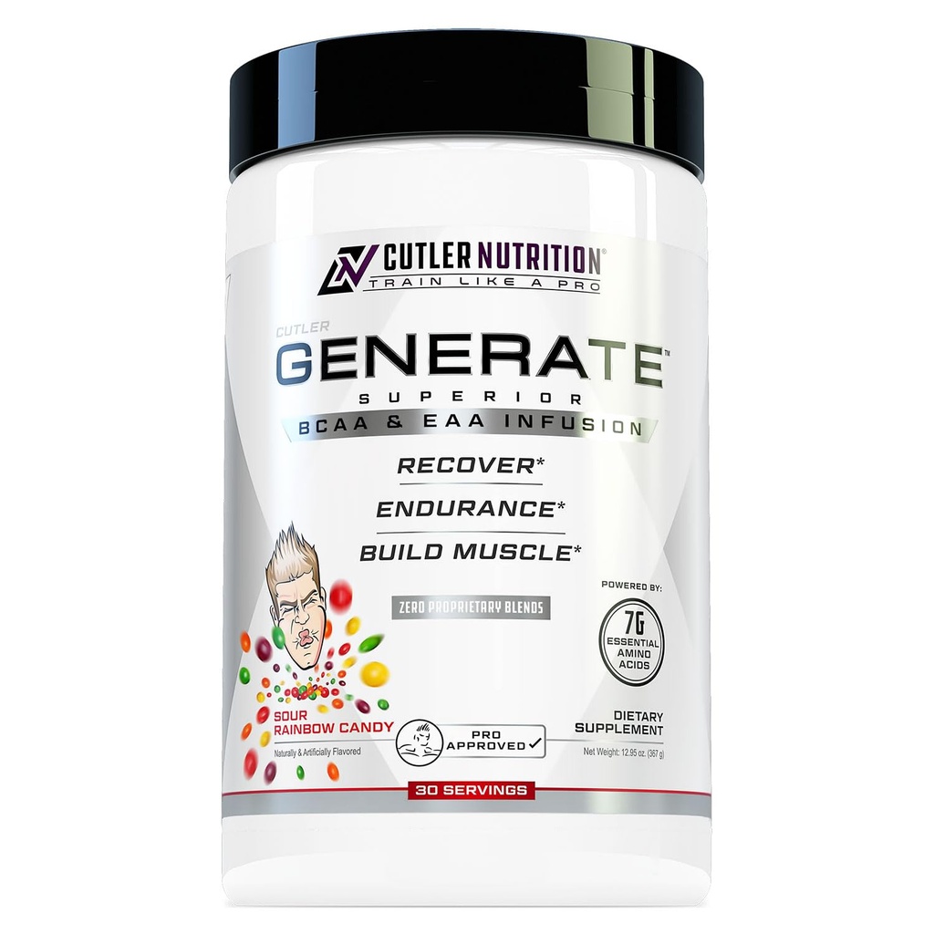 Nutrition du cutler Génère l'EAA et la poudre BCAA: Meilleur supplément à chaîne ramifiée Amino Acides essentiels Amino Acides, 5g BCAAs, 2g EAA pour la masse musculaire maigre.