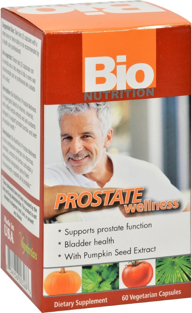 Bio Nutrition Prostate Wellness - Bladder Health - Sans gluten - 60 capsules végétariennes (paquet de 2)