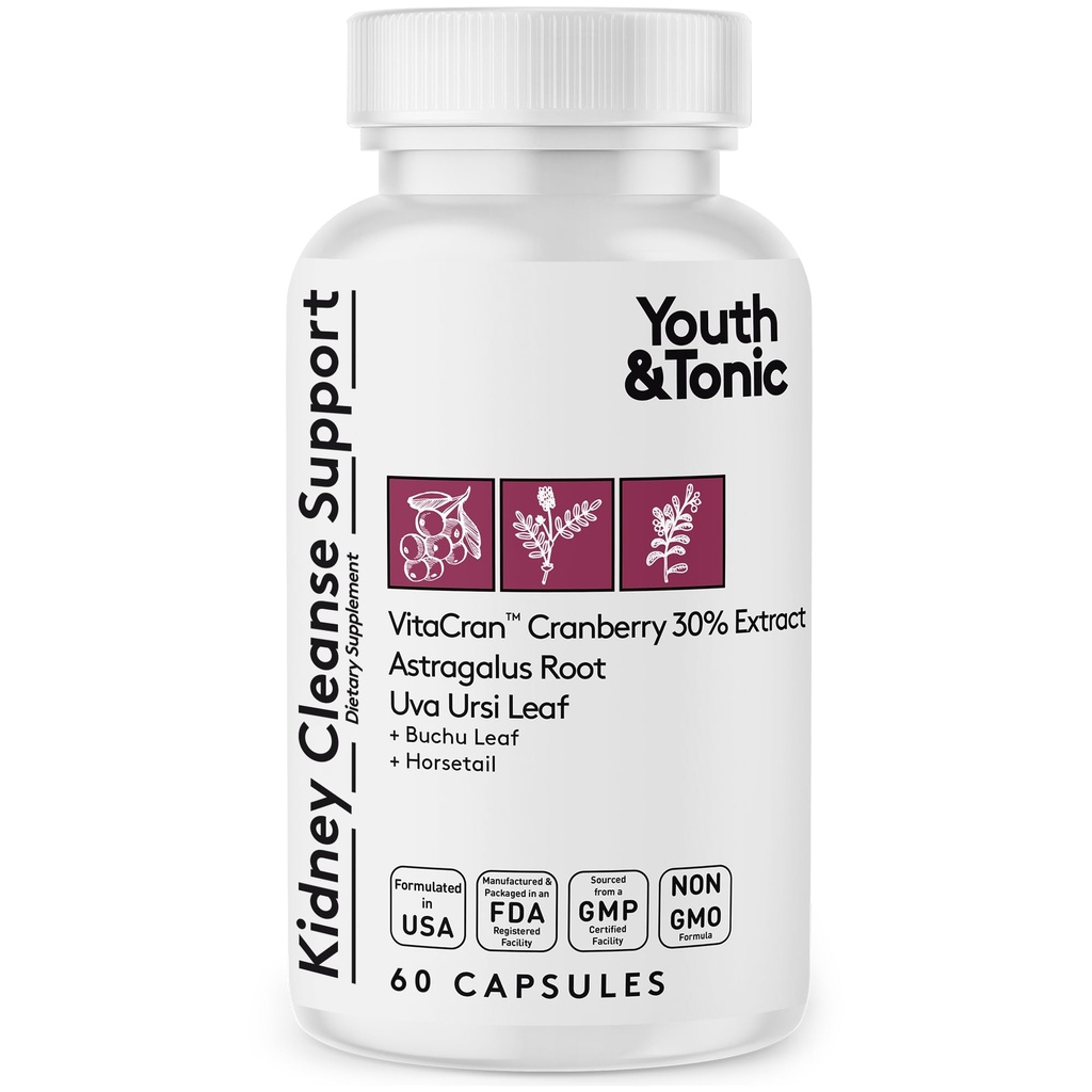 Jeugd & tonic Nieren Reinigen Detox voor Resterend Metabolic Afval & Overtollig Lichaamswater voor Urine Tract & Bladder Health 60 Capsules