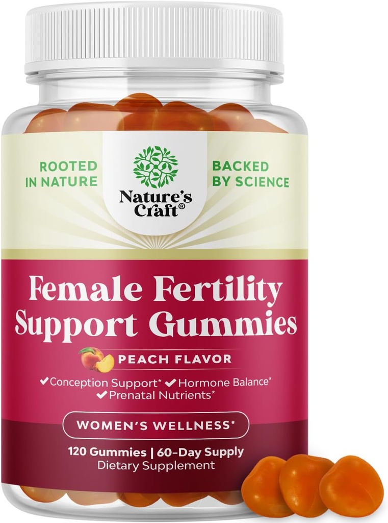 Vruchtbaarheid Gummies for Women Proberen te verdenken - Yummy Gummy Vruchtbaarheid Supplement voor vrouwen met Myo-Inositol Folic Acid & Vitex Chasteberry - Vegan Non-GMO & Gluten Free - Juicy Peach (60 porties)