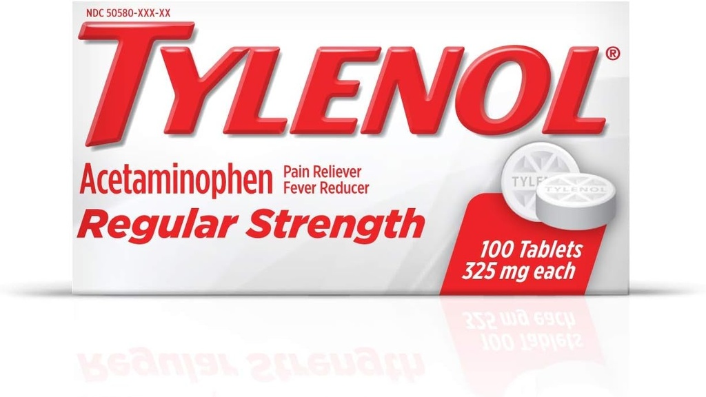 Tylenol Regular Strength Tablets with 325 mg Acetaminophen, Fever Reducer & Pain Reliever for Heather, Back Ache, Muscle Pain & Menstrual Cramps, 2 Pack