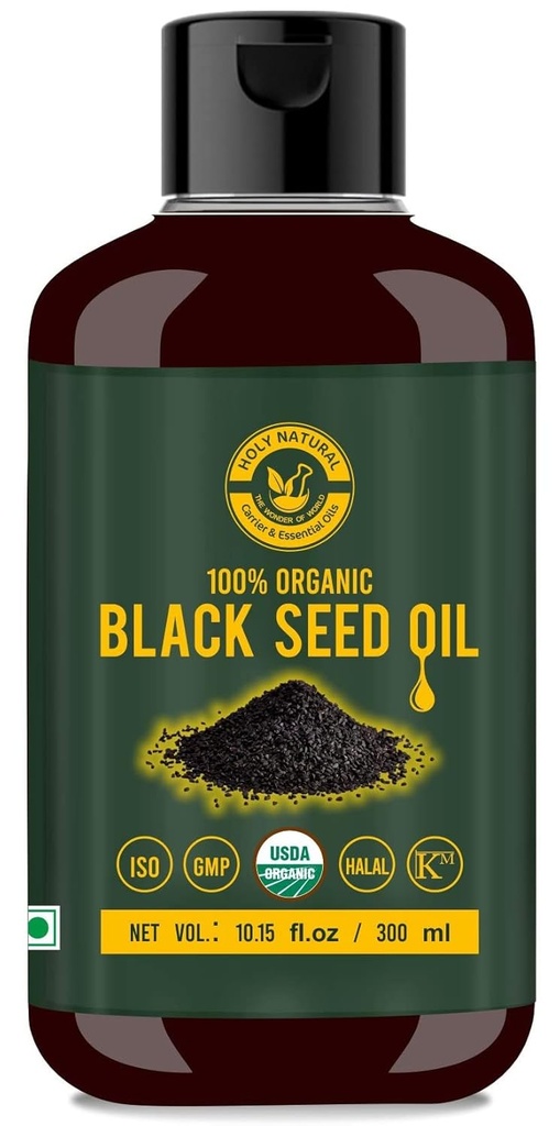 Black Seed/Nigella Sativa/Kalonji Seeds Oil (10,15 fl oz), Virgin Cold-Pressed, Pure & Natural, No GMO, Undeated Black Seed Oil, Bron van Thymochinon & Omega 3,6 & 9