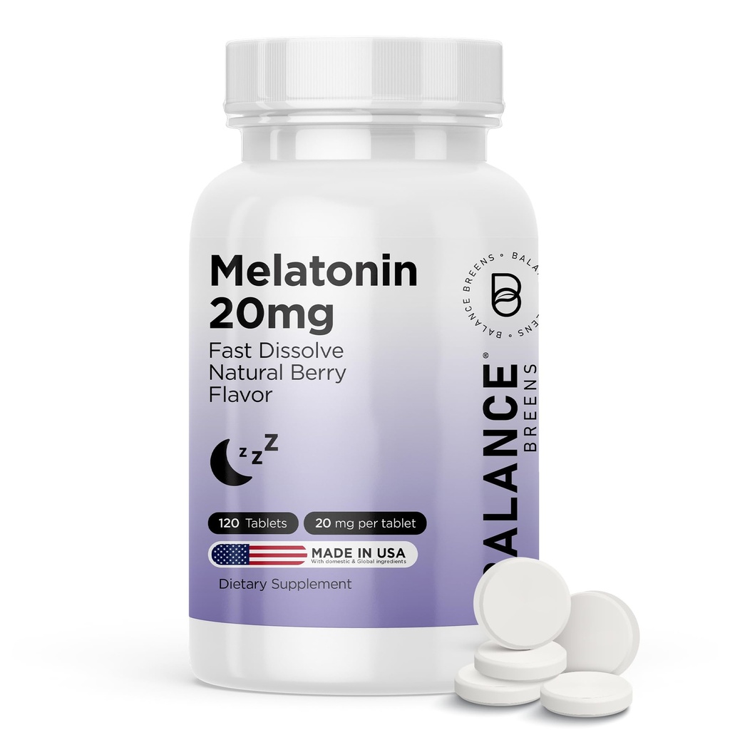 Balancebreens Melatonine 20mg Fast Loss Tablets - High Potency, Fast Acting, Natural Sleep Support Sleep Aids for Adults 