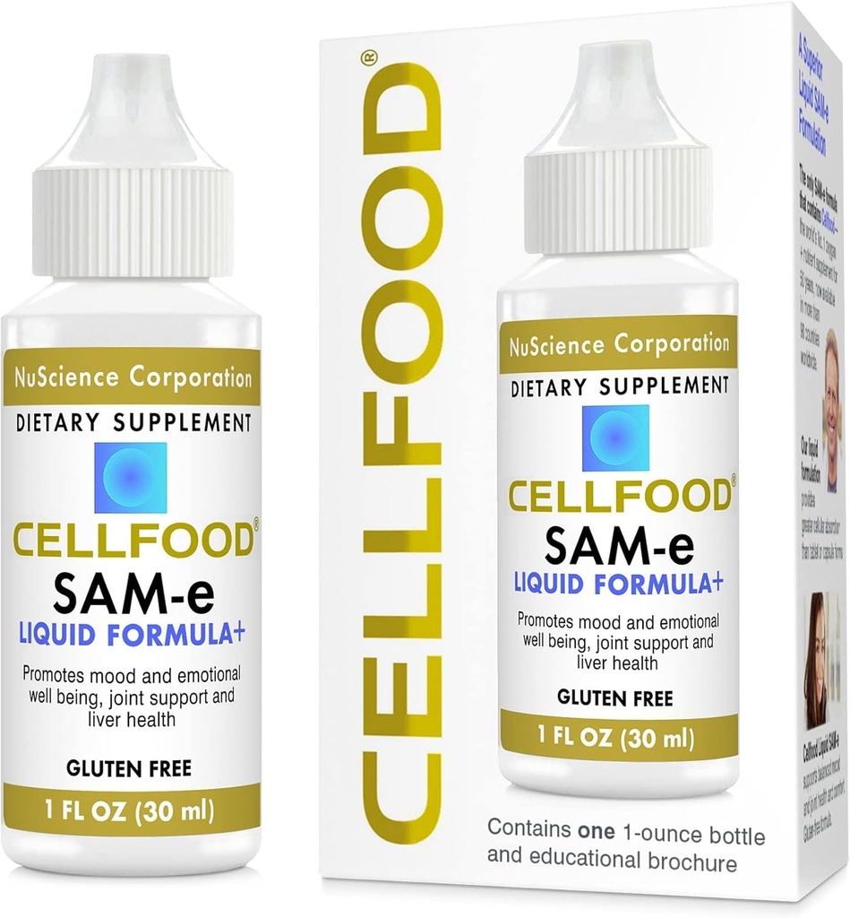 Cellfood SAM-e Liquid Formula+, 1 fl oz - Joint Support & Liver Health - Liquid for Easier Absorptie & Better Bio availability - Gluten Free, Non-GMO - 30-daagse levering