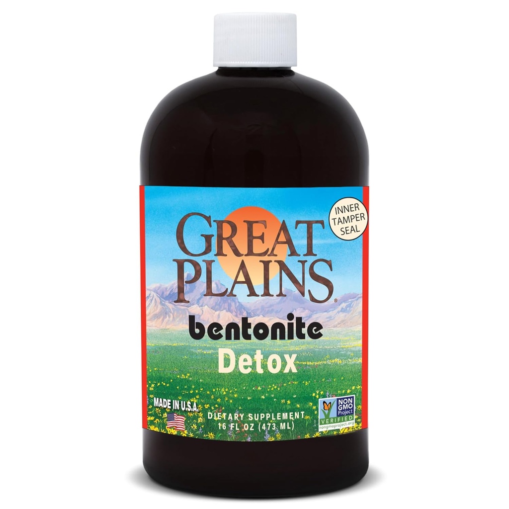 Yerba Prima Bentonite, Detox Pint, 16 once - Supplément en argile liquide - Classe alimentaire - Nettoyage intérieur naturel