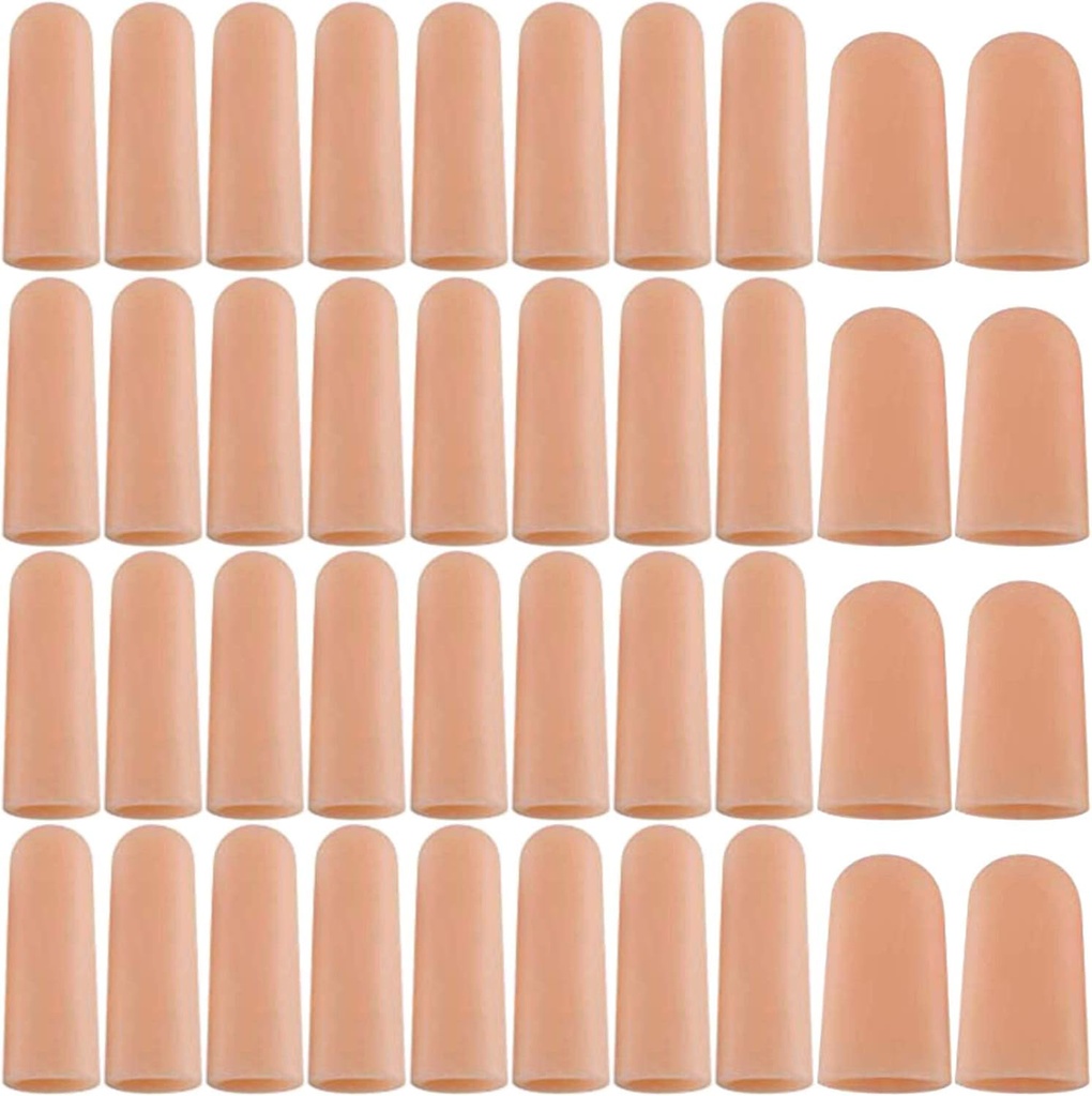 ANCIRS Gel Finger Ondersteuning Beschermhandschoenen, Gel Finger Cots/Covers - Verschillende maten Siliconen Vingertips voor handen Cracking, Eczema Skin (40st)