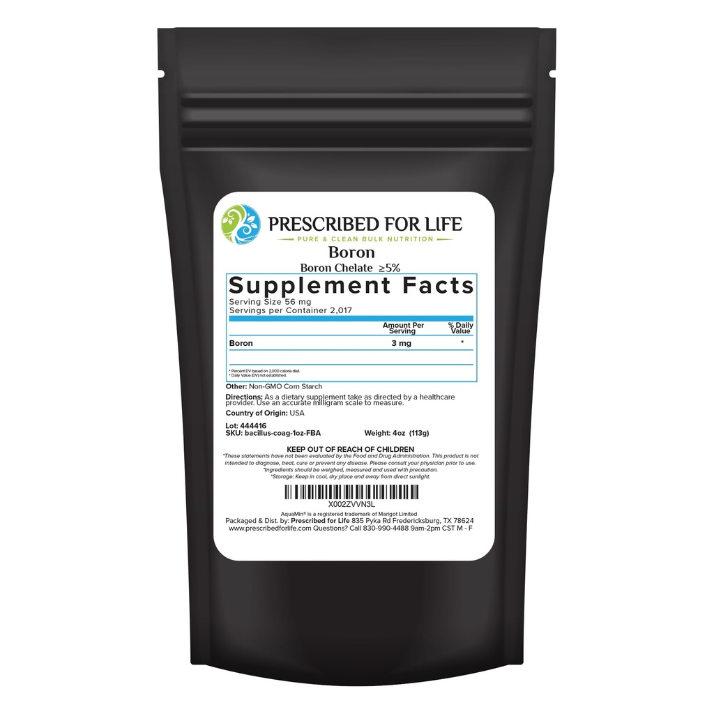 Voorgeschreven voor Life Boron Chelate 5% Poeder, Natuurlijke Boron Supplement voor mannen en vrouwen, Glutenvrij, Veganistisch, Niet GGO (113g)