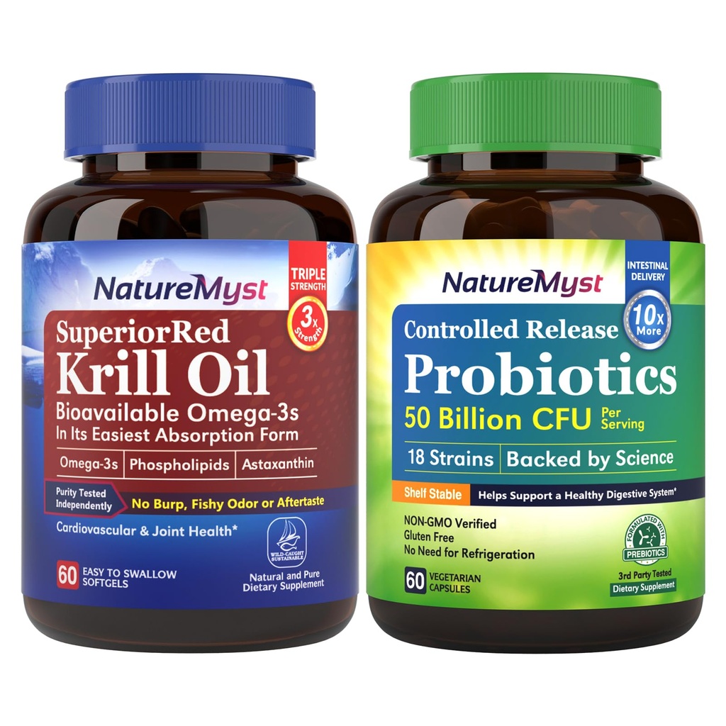 Huile de krill et probiotiques 50 milliards de fois, catégorie professionnelle, non-OGM, coeur, joint, fonction Gut et soutien immunitaire