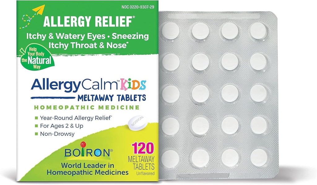 Boiron AllergieCalm Kids Tablets voor verlichting van Allergie en Hay Koorts Symptomen van niezen, Runny Neus, en Itchy Eyes of Throat - 120 Tel.
