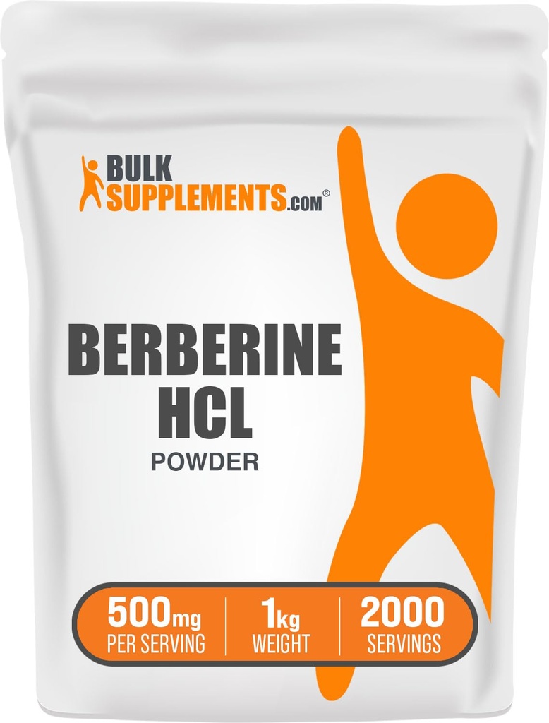 BulkSupplements.com Berberine HCl Powder - Berberine Supplement, Berberine 500mg, Berberine Powder - Glutenvrij, 500mg per portie, 1kg (2,2 lbs) (pakket van 1)