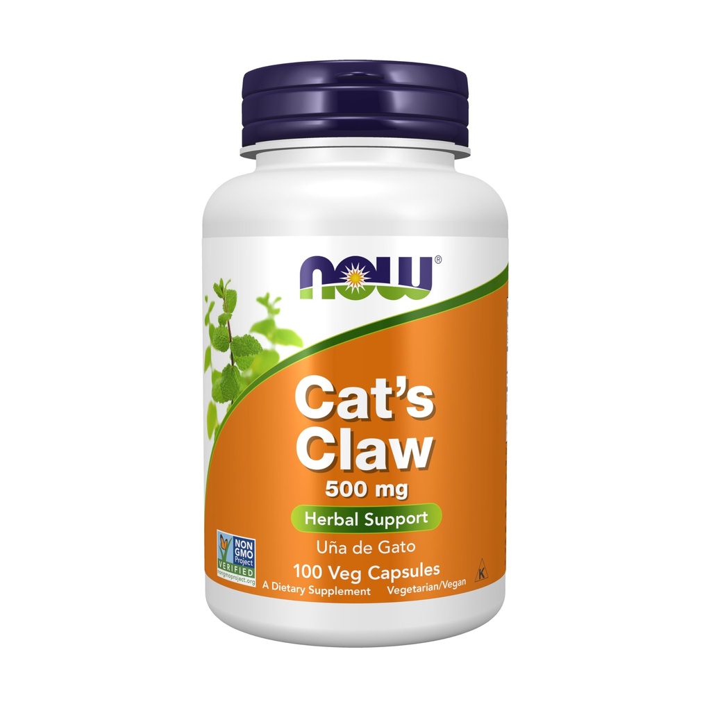 MAINTENANT Aliments suppléments, Cat's Claw 500 mg, Projet non-OGM vérifié, supplément à base de plantes, 100 gélules