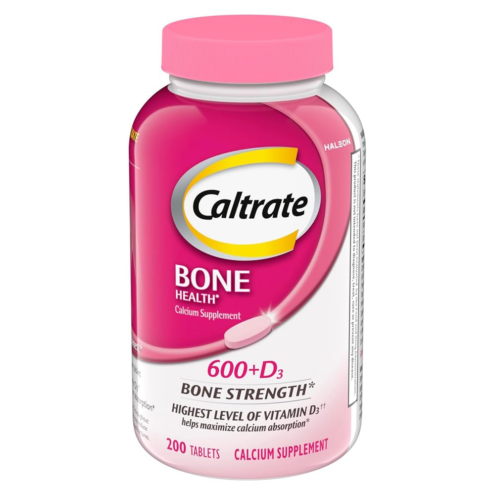 Caltrate 600 Plus D3 Calcium en vitamine D Supplement tabletten, Bone Health Supplements voor volwassenen - 200 Tellen