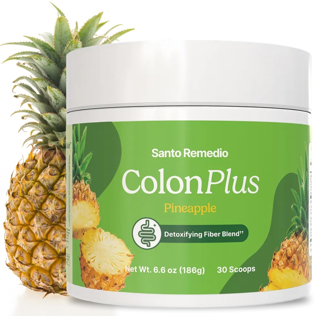 Santo Remedio Colon Plus, Colon Cleanser, Dieet Psyllium Husk Fiber en Probiotica Supplement, 30 porties, Ananas smaak