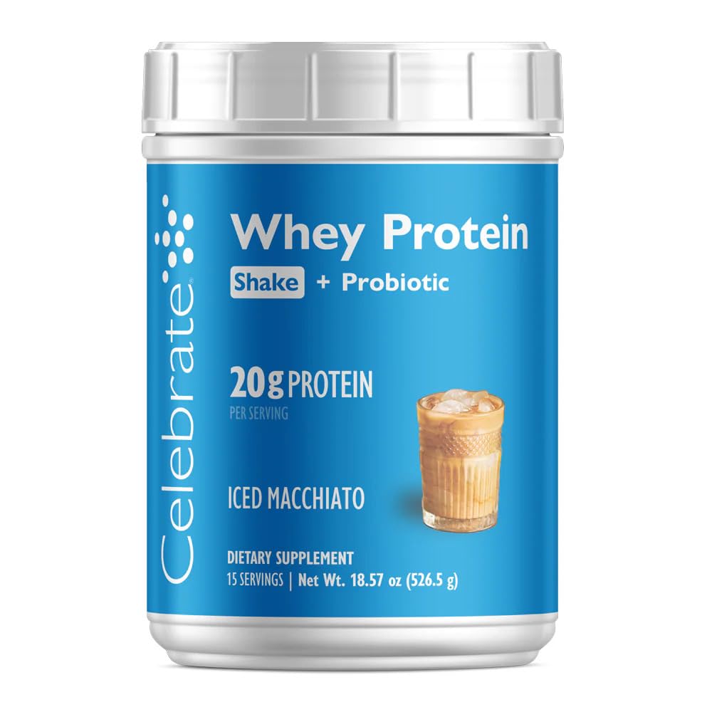 Vier vitamines Herbouw Proteïnepoeder met Probiotica & Prebiotica - 20g Wei Isolaat Proteïne, Hoge Vezel, voor post Bariatrische Chirurgie Patiënten - Iced Macchiato (15 Servers)