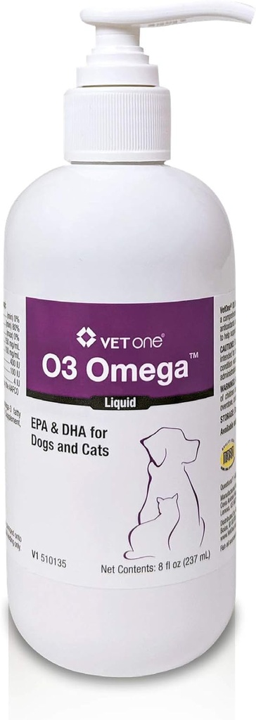 Omega 3 Visolie vloeibaar - voedingsvetzuren EPA & DHA, Omega 3 voor honden & katten, gebouwen Immune & Joint Health, Skin and Coat Supplement for Dogs, Cat Vitamins, 8 oz Omega 3 Liquid - VetOne