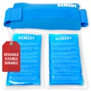 Perfecte Remedie 2-Pack Gel Ice Packs voor verwondingen met riemhoes, flexibele warme koude kompres, verzachtende zachte ijspacks voor hulp bij verwondingen voorwaarden, alternatief voor warm water flessen (blauw, regelmatig)