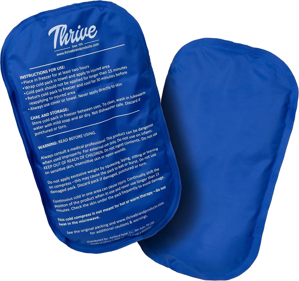 Thrive Ice Packs for Injuries Herbruikbaar - Large, Dark Blue, 2 Count - Gel Ice Packs & Cold Compress Pads for Neck, Schouders, Knie & Back Pain Relief - Flexibele, langdurige therapie