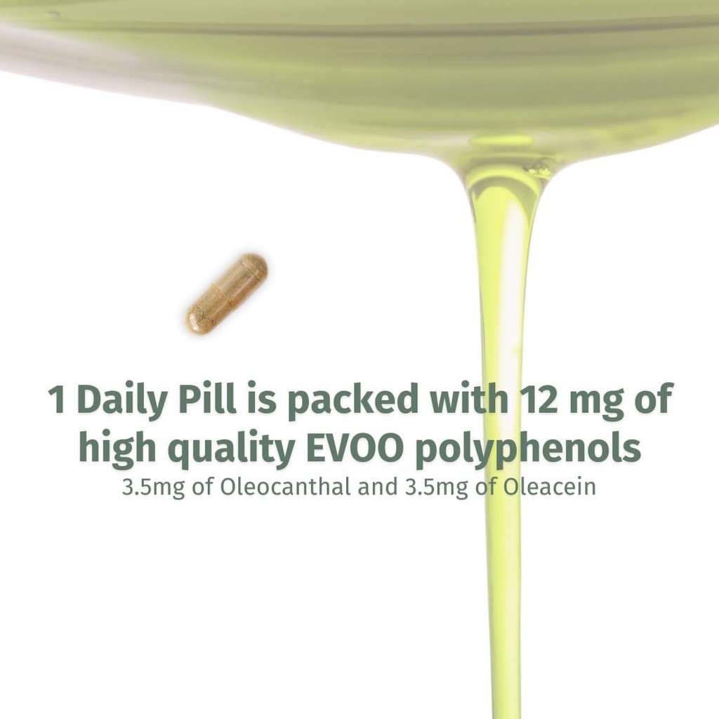 OleocanTM Capsules - 90 Day Supply - Premium EVOO Polyfenol Supplement - 3,5 mg Oleocanthal en 3,5 mg Oleaceine - Breed Spectrum