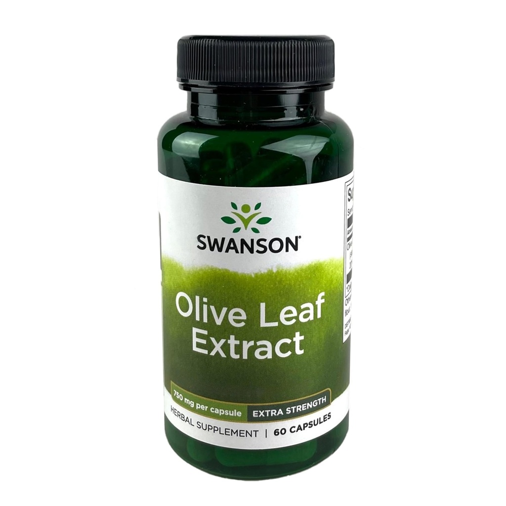 Swanson Olive Leaf Extract Capsules met 20% Oleuropein - Biedt Immune Ondersteuning, bevordert Cardiovasculaire Systeem Gezondheid, en ondersteunt gezonde bloeddruk - (60 capsules, 750 mg Elke)