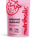 Gommies monohydratées de créatine pour les hommes et les femmes - Facile à digérer, végétalien, sans gluten, sans OGM, 1,5g de créatine par gummy - 45ct (45 comte, fraise)