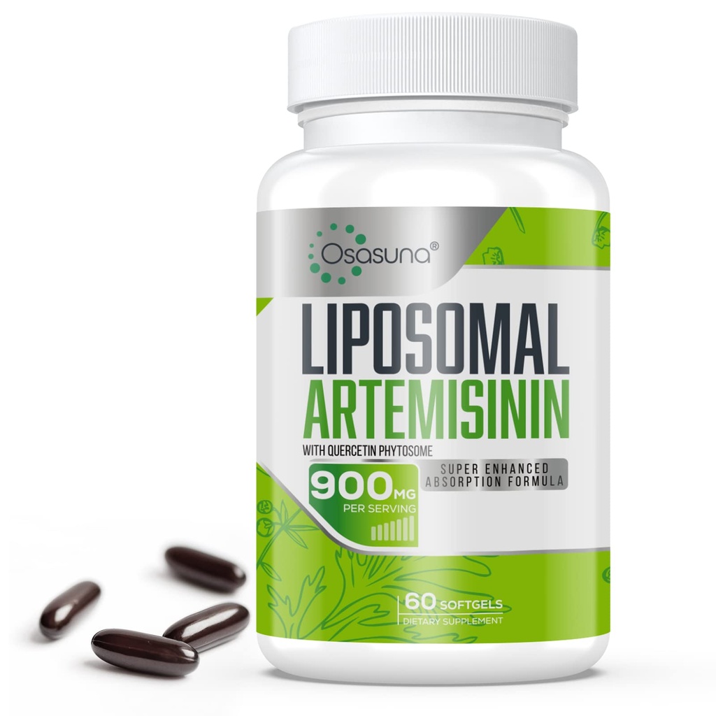 900 mg Artémisinine liposomique pour absorption maximale, extrait de wormwood doux (Artemisia Annua) avec Quercetin Phytosome 200 mg, 60 Softgels - 2 mois d'approvisionnement