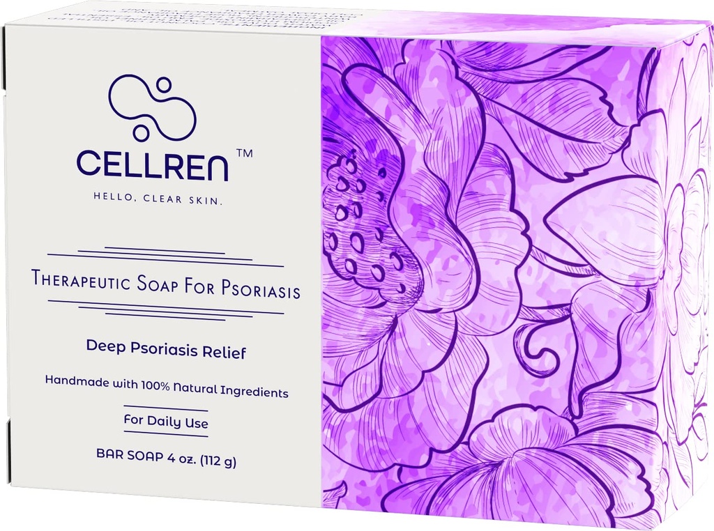 CellRen Psoriasis Zeep Bar. Natuurlijke verlichting voor psoriasis. Extra huidkalmerende formule. 4oz