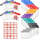 35+2 Pcs Pill Pouch Bags Zippered Pill Pouch Set avec 2 feuilles Etiquette, 7 Couleurs Pill Pouchs for Medicine Travel Petits Sacs en plastique réutilisables pour Voyage/Accueil Usage quotidien